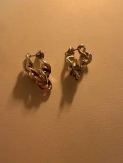 シルバー チェーン風 フープピアス