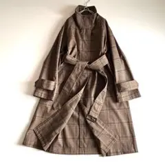 アルアバイル グレンチェック トレンチ コート ベルト付き 2