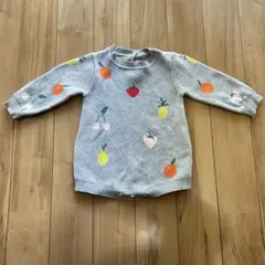 73cm フルーツ柄 ニットカバーオール グレー