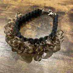 パラコード ヒョウ柄リボン ハンドストラップ