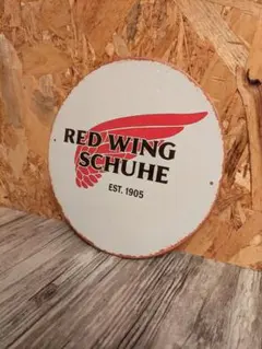 RED WING SCHUHE 丸型 ブリキ看板 インテリア