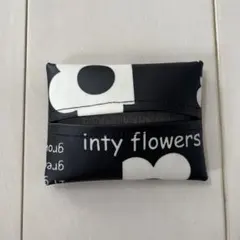 普通サイズ ポケットティッシュケース ラミネート 大きな花柄 黒 ハンドメイド
