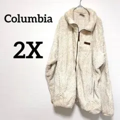 Columbia フリースジャケット 2X クリーム 厚手 モコモコ 無地
