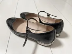 miumiu 34 1/2 22.0-22.5相当ビジュー付 エナメル 靴 黒
