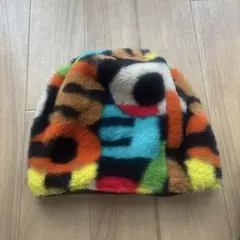 【コーデの主役に】ビーニー　ニット帽　総柄　平成　古着　Y2K vintage