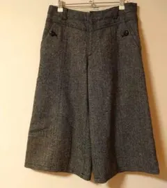 グレー系ツイード ヘリンボーンキュロット ゆったりシルエット