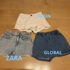 デニムショートパンツ 3点セット