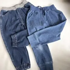 デニム カジュアルボトムス ズボン 90 保育園着 2枚セット