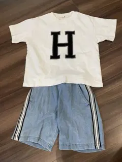 branshes Hロゴ Tシャツ & デニムショートパンツ 120 男の子