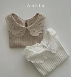 新品未使用 Aosta レース襟 半袖 Tシャツ XL 韓国子供服　Noeul.のサムネイル