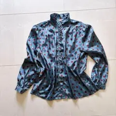 VINVERT レトロ　ヴィンテージ フリル　ブラウス ドット　長袖シャツのサムネイル
