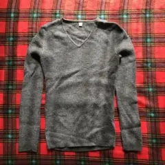 レディース グレー Vネック 長袖ニット M