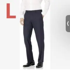 スラックス 防シワ加工 クラシックフィット メンズ パンツ ネイビー L