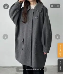 callautia ステンカラーオーバーミドルコート S ダークグレー