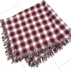 新品未使用★ディーゼル 大判正方形ストール マルチクロス 濃赤、灰色 チェック柄