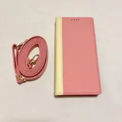 Galaxy S23Ultra ケース 手帳型 スマホショルダー ピンク