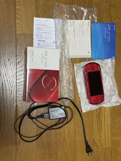 PSP 本体 レッド ACアダプター、箱付き