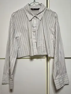 ZARA ストライプ柄 クロップドシャツ M