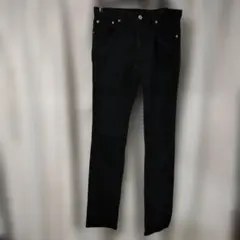 GUブラックデニムスリムフィットパンツ