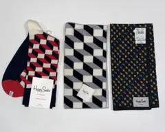 Happy Socks 3点セット 紳士靴下 ハンカチ