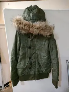 【*i様 moussy オリーブグリーン ファー付きモッズコート