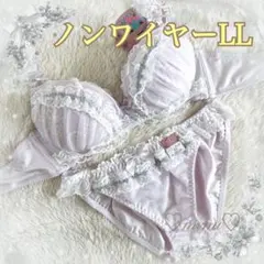 【ノンワイヤーLL】ブラショーツセット❤️️パープル フラワーレースフリル✩️️6594