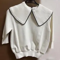 yori コットン刺繍カラーニット ホワイト - メルカリ