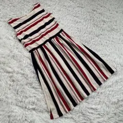 NATURAL BEAUTY BASIC (M) ストライプ フレア ワンピース