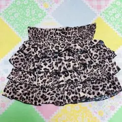 美品 SHEIN ROMWE ヒョウ柄 フリルミニスカート S
