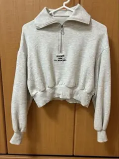 【ナイスクラップ】ハーフジップ グレー トレーナー