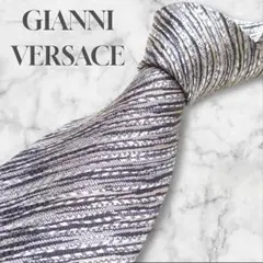 ジャンニヴェルサーチ　ネクタイ　ストライプ　ジャガード　刺繍　シルク　紳士服