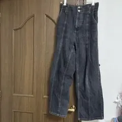 デニム ハイウエストワイドパンツ M