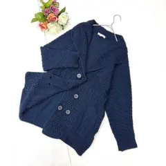 美品✨ポール&ジョーシスター（1）厚手ニットカーディガン 紺 綿混 猫タグ S