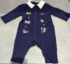 アカチャンホンポ　Disney baby ネイビー 犬刺繍ロンパース