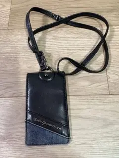 DIESEL カードホルダー ネックストラップ　革　黒