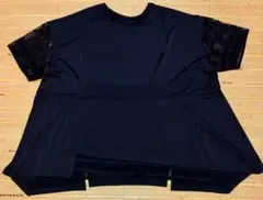elente ／ メッシュスリーブ 半袖Tシャツ L 黒