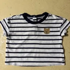 ギャップストライプ クマ刺繍 半袖Tシャツ