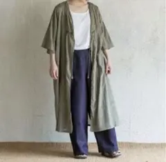 シサム工房　お花の手刺繍　涼しいコットン　羽織り　「花の雨」ワンピース