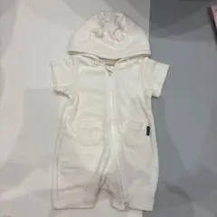 【美品】【週末限定】プティマイン　ロンパース　70 ホワイト　半袖　クマ