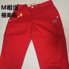 極美品✨️ニューバランスゴルフ パンツ 赤 N刺繍ロゴ ストレッチ サイズ1