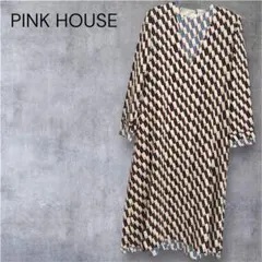 PINK HOUSE 総柄 ロングワンピース レトロ 日本製 ゆったり 上品