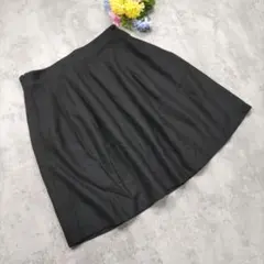 ブラック系スカート 無地 シンプル ビッグサイズ (ウエスト76 LL)
