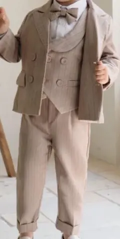 キッズ フォーマルスーツ ベージュ ストライプ