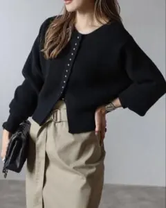 【新品】(ガーデB)BONJOUR SAGAN スリットヘムフェザーカーディガン