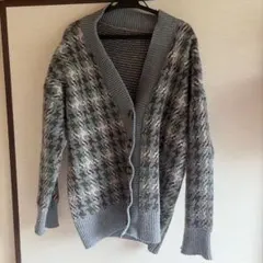 アーガイル柄 グレー系 カーディガン Fサイズ