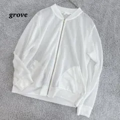 良品✨groveグローブ　薄手　透け感　ノーカラー　ジャケット　羽織　紫外線対策のサムネイル