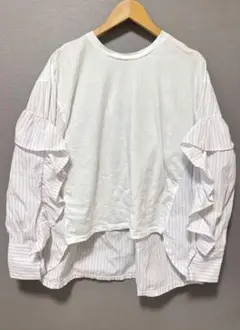 ZARA/ザラ ストライプ　フリル　カットソーブラウス　 Size EUR M