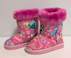 【未使用】Disney　ディズニープリンセス柄　ムートンブーツ　ピンク　17cm