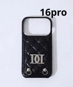 ダーリッチ♡ストーンロゴキルティングカードiPhoneケース♡BLK♡16pro 