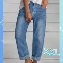 ボタンフライ ストレートデニム ライトブルー XXLのサムネイル
